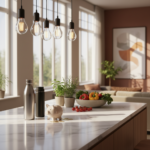 Eco-friendly home interior showing money-saving sustainable living practices and green habits